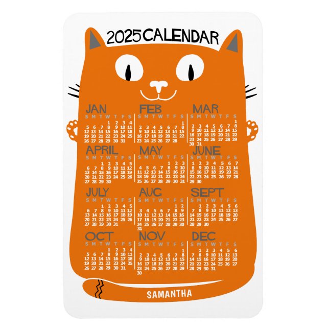 Íman 2023 Ano Calendário Mensal - Médio De Laranja (Vertical)