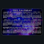 Íman 2023 Calendário Mensal Nebulosa Espacial Exterior<br><div class="desc">Este ímã flexível do calendário mensal de 2023 anos mostra os dias da semana para cada mês em branco sobre um fundo do espaço externo feito de azul-tinado da Nuvem Magalhônica Pequena. A Pequena Nuvem Maglínica é uma galáxia a cerca de 200.000 anos-luz que orbita nossa própria galáxia espiral da...</div>