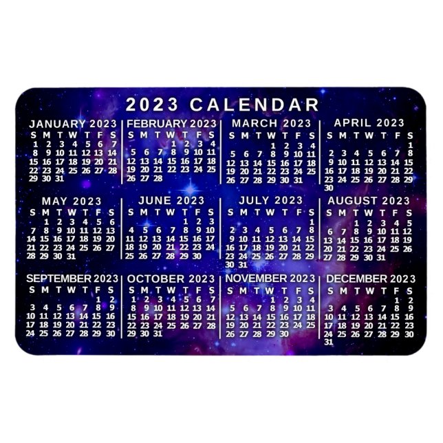 Íman 2023 Calendário Mensal Nebulosa Espacial Exterior (Horizontal)