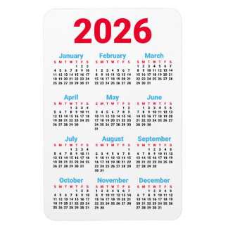 Íman 2026 Calendar Magnet | Theme: Chicago flag colors