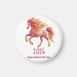 Íman 2026 Cavalo Fogueiro – Feliz Ano Novo Chinês