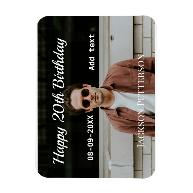 Íman 20 de feliz simples data add name mod (Vertical)