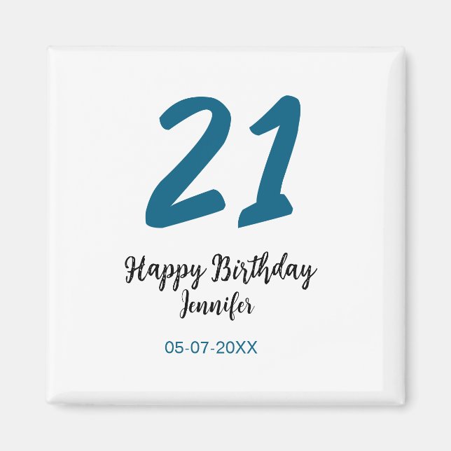 Íman 21 anos negrito - letra azul simples mínimo (Frente)