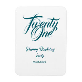 Íman 21st birthday add name date year blue template thi