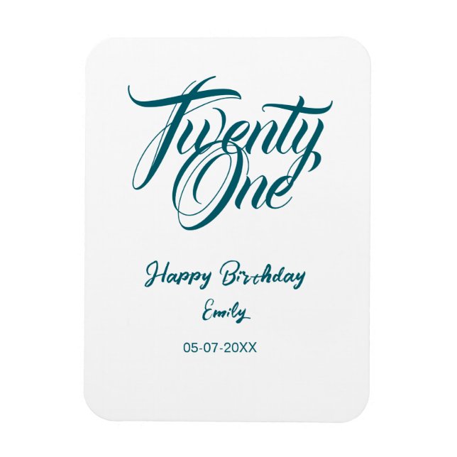 Íman 21st birthday add name date year blue template thi (Vertical)