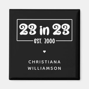Íman 23º presente de aniversário personalizado 23 em 23