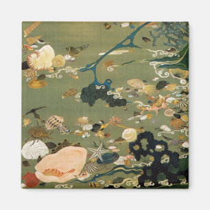 Íman 24. 貝甲図, escudos do 若冲, Jakuchū, arte d