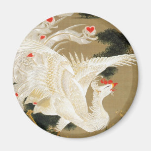 Íman 25. 老松白鳳図, pinheiro do 若冲 & Phoenix,