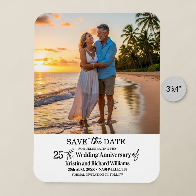 Íman 25th Wedding Anniversary Save the Date Photo (Criador carregado)