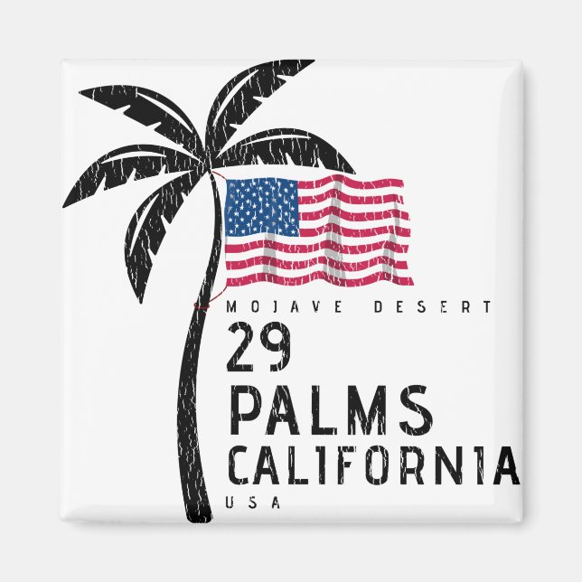Íman 29 Palms California American Flag Palm Tree (Frente)