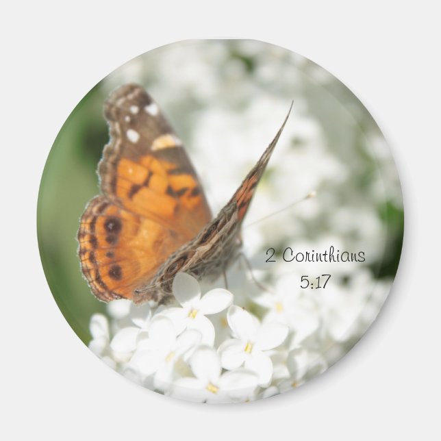 Íman 2 Corinthians 5:17 Butterfly Lilac Magnet (Frente)
