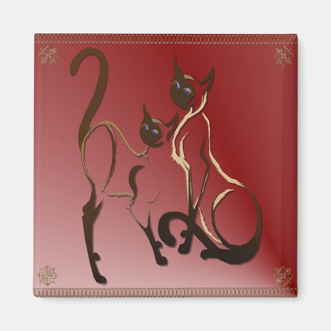 Íman 2 Gatinhos siameses Magnet (Frente)