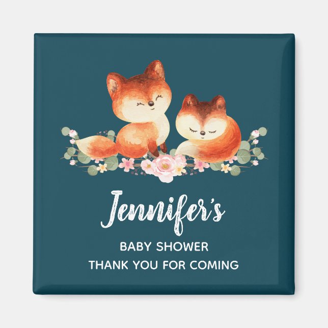 Íman 2 Raposas Vermelhas Cachorras Design (Frente)