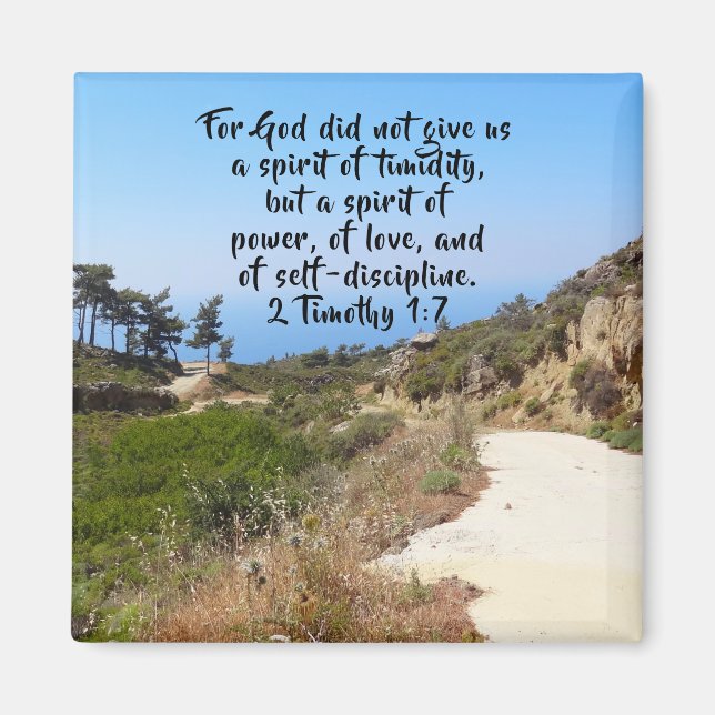 Íman 2 Timothy 1:7 Bíblia confiável Verso (Frente)