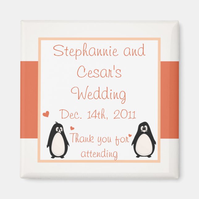 Íman 2"x2" Anúncio Magnet Penguin Love/Hearts (Frente)