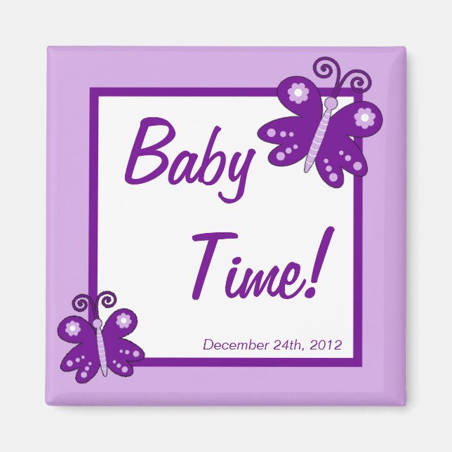 Íman 2"x2" Magnet Favor Borboleta de Primavera Roxa (Frente)