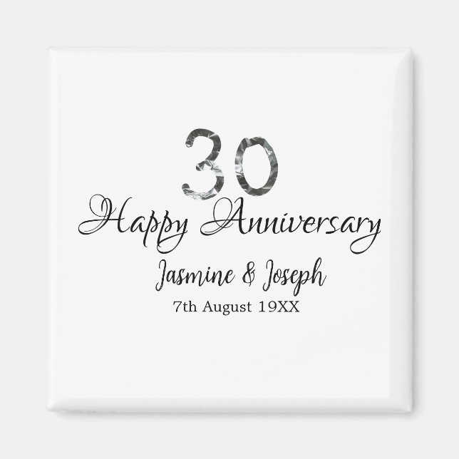 Íman 30 de Silver Metálico Nome do Apelido Feliz Aniver (Frente)