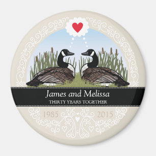 Íman 30o aniversário de casamento personalizado, ganso