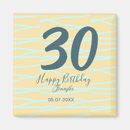 Íman 30th birthday add name date year yellow blue paste