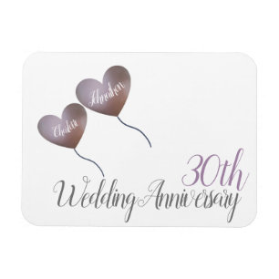 Íman 30th pearl wedding anniversary heart balloons