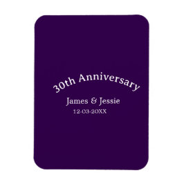 Íman 30th wedding anniversary name date purple simple 