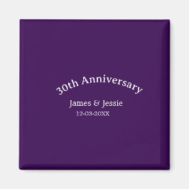 Íman 30th wedding anniversary name date purple simple 