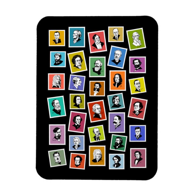 Íman 32 retratos gráficos dos maiores compositores (Vertical)