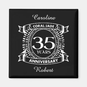 Íman 35.º aniversário de casamento Coral Jade crest