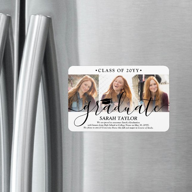 Íman 3 Anúncio de Graduação Moderna de Colagem de Fotos (Criador carregado)