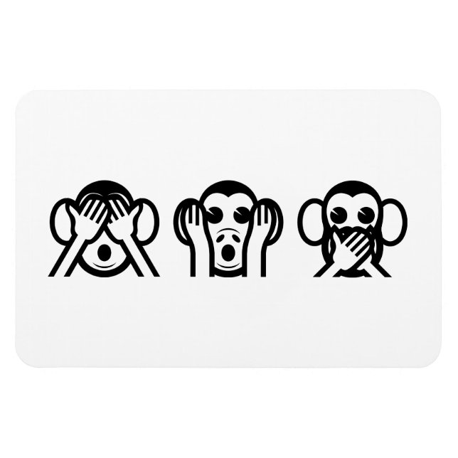 Íman 3 Macacos Sábios Emoji (Horizontal)