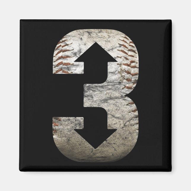 Íman 3 Para 3 Para Baixo Três Para Baixo Baseball (Frente)