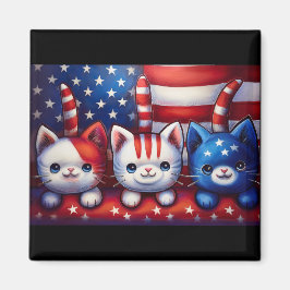 Íman 3 Patriotic Kittens With American Flag