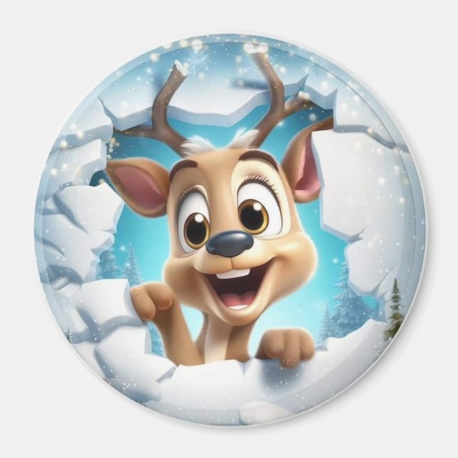 Íman 3D Jolly Reindeer (Frente)