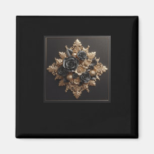 Íman 3d Rosas pretos Dourados nº 22 adesivos