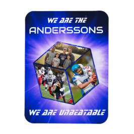 Íman 3D-Würfel-Fotokollage vor strahlendem Licht