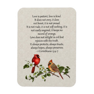 Íman 3x4 Cardeais Dogwood Love é Patient Love é gentil