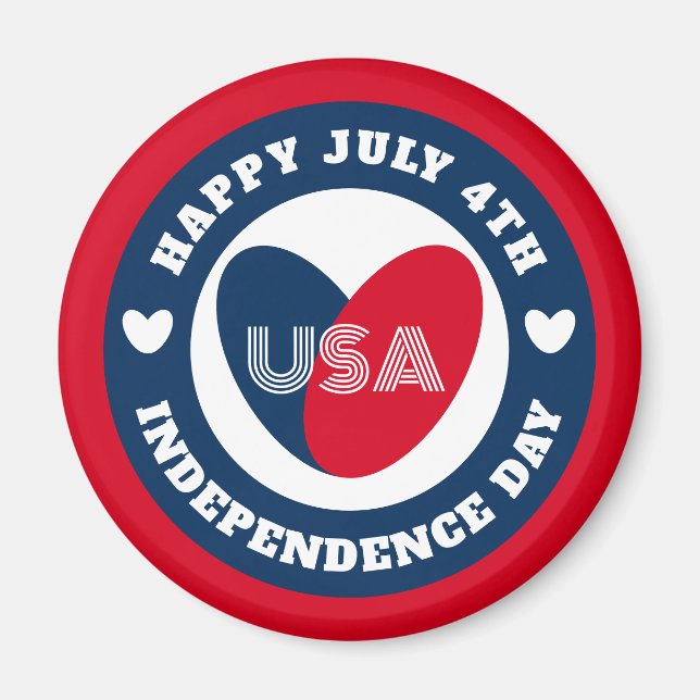 Íman 4º de julho Ama o Patriótico Mag Azul Vermelho dos (Frente)