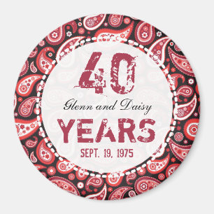 Íman 40º aniversário do casamento Ruby Paisley Patter