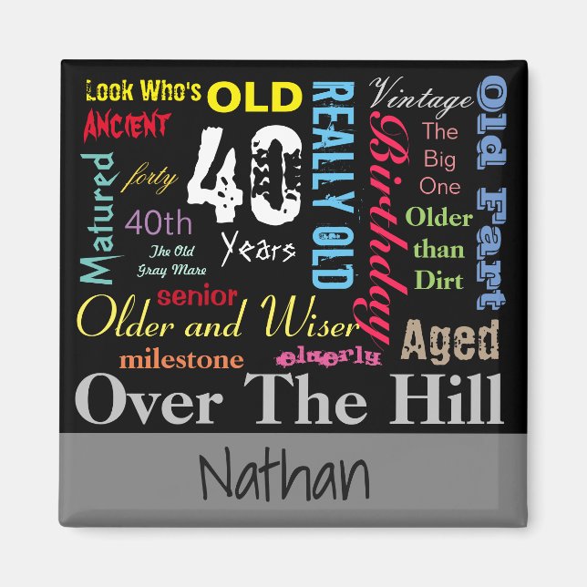 Íman 40º aniversário feliz em um estilo de Grafite (Frente)