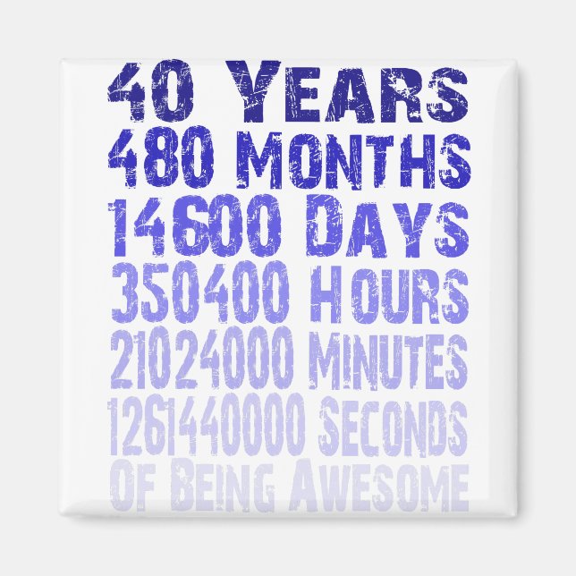 Íman 40 anos de aniversário incrível desde 40 anos (Frente)