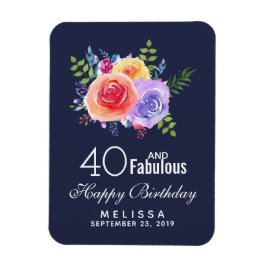 Íman 40 e Texto fabuloso - Aniversário com Flor de Aqua