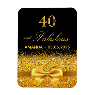 Íman 40 fabuloso aniversário preto dourado save the dat
