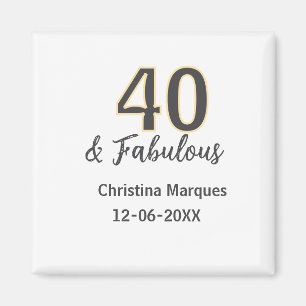 Íman 40 & fabuloso cinza amarelo calligraphy aniversári