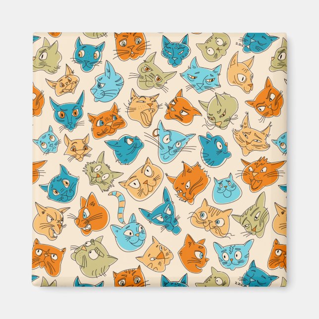 Íman 40 rostos de gatos e uma cauda (Frente)
