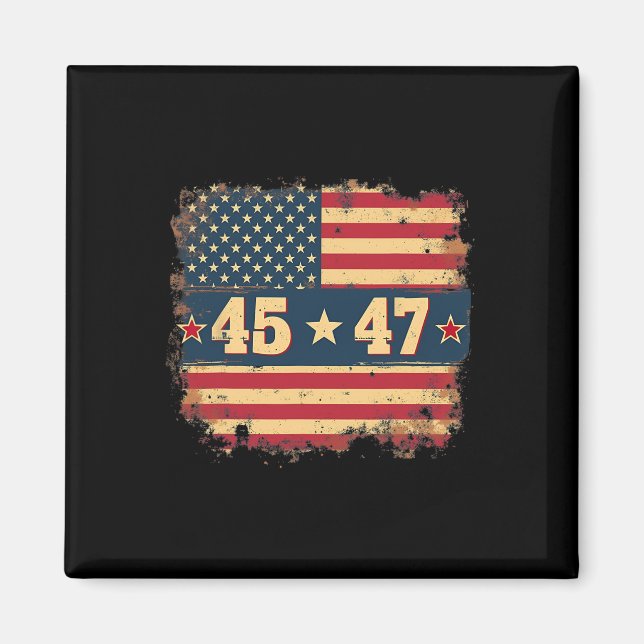 Íman 45 47 Presidente Trump Vintage - Bandeira American (Frente)