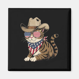 Íman 4 De Julho Cat Para Cowboy Lover Usa Flag American