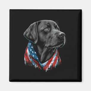 Íman 4 De Julho De Black Patriotic American Labrador