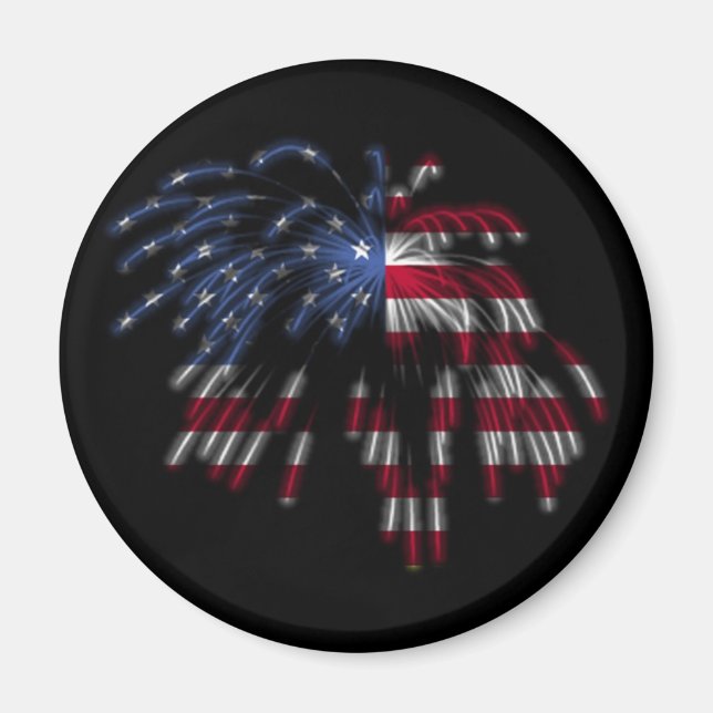 Íman 4 de julho Fogos de artifício e bandeira americana (Frente)