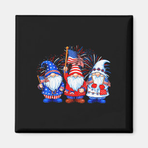 Íman 4 de julho gnomos engraçados bandeira americana eu