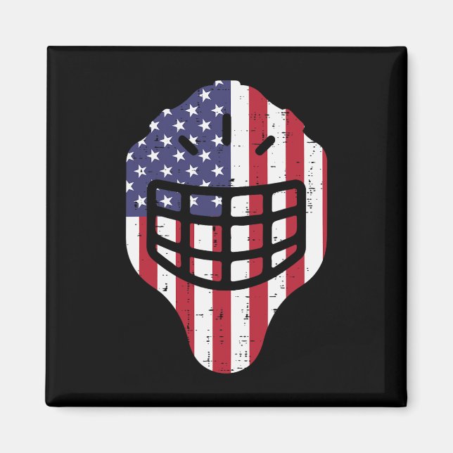 Íman 4 de julho Hockey Hockey Helmet America Flag Ameri (Frente)